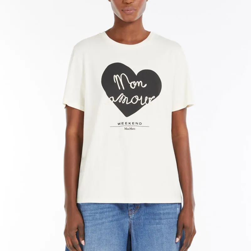 WEEKEND MaxMara Heart Patterned Crewneck T Shirt-1