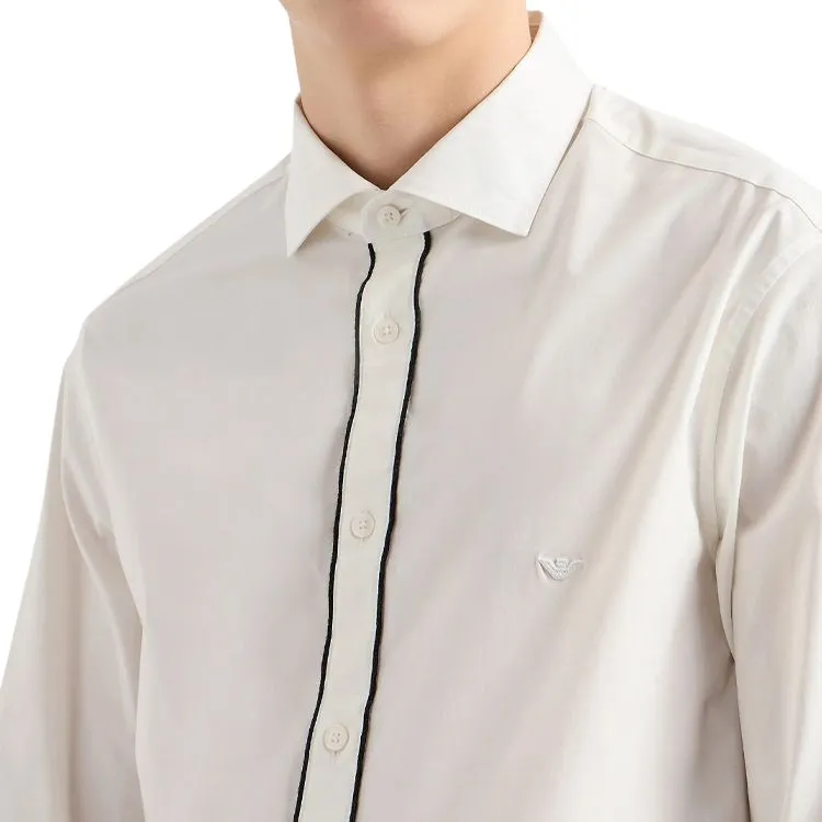 EMPORIO ARMANI Pima Canvas Shirt With Piped Placket-3