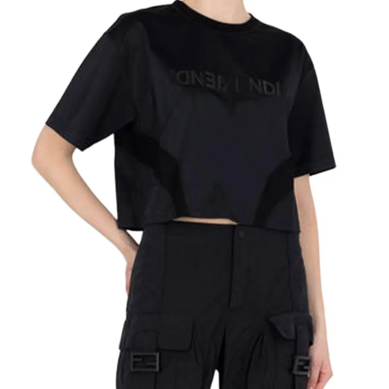 Fendi Logo Printed Crewneck T Shirt-3