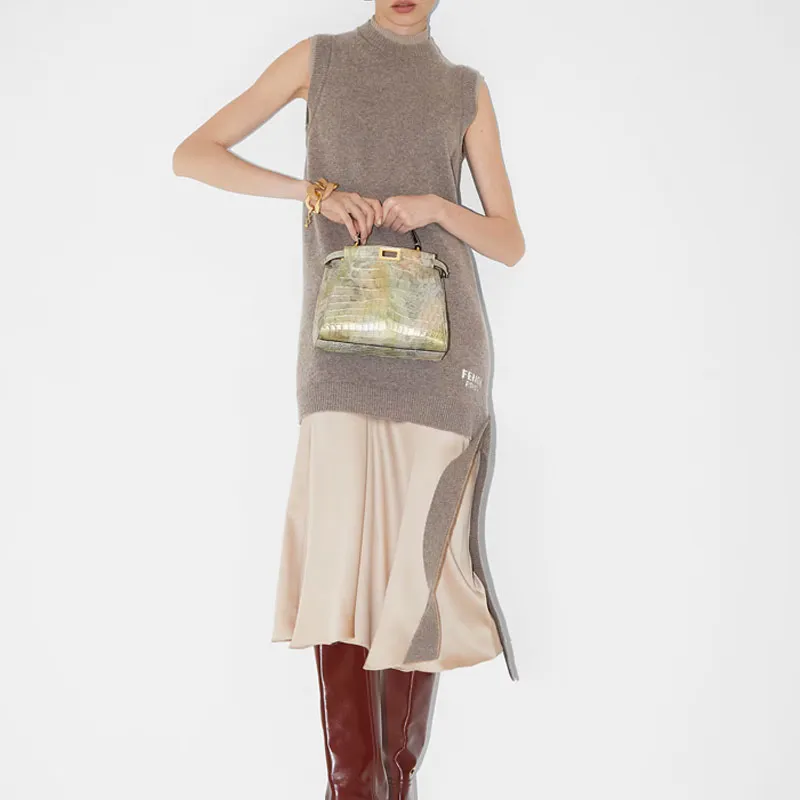 FENDI Logo Intarsia Knit Sleeveless Mini Dress-3