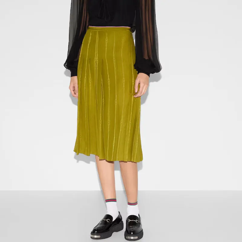 GUCCI SS25 Casual Long Skirt Women's Green-3