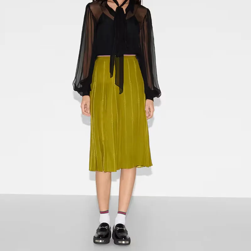 GUCCI SS25 Casual Long Skirt Women's Green-1