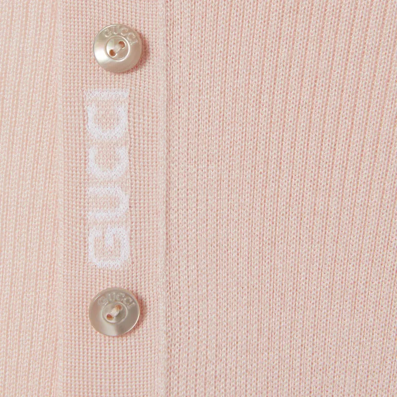 GUCCI Ribbed Knit Long Sleeve Polo Shirt-6