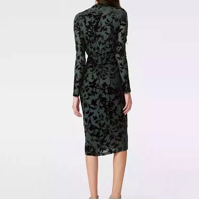 DVF Diane Von Furstenberg All Over Patterned V Neck Dress-2