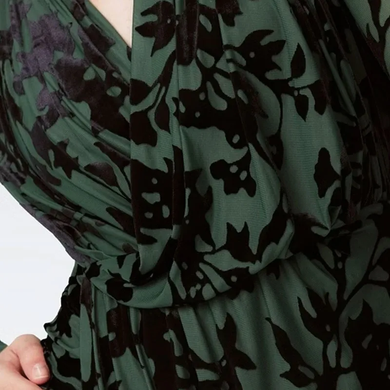 DVF Diane Von Furstenberg All Over Patterned V Neck Dress-4