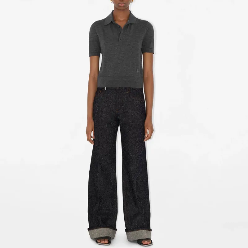 Burberry Logo Embroidered Knitted Polo Top-1