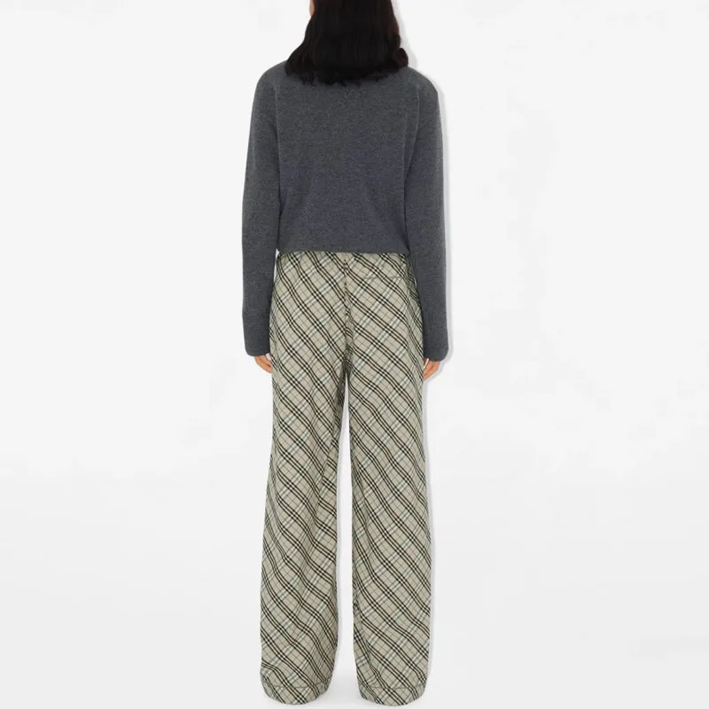 Burberry Checked Wide Leg Drawstring Trousers-2
