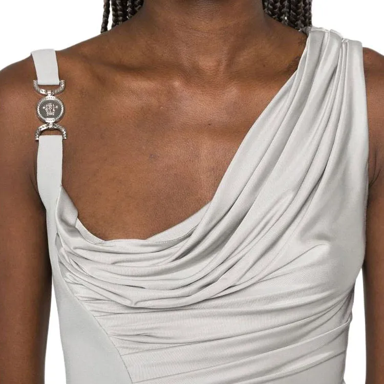 VERSACE Ruched Sleeveless Dress-4