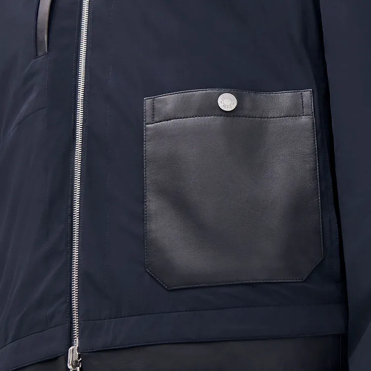 HERMES Leather Jacket Men's Black-5