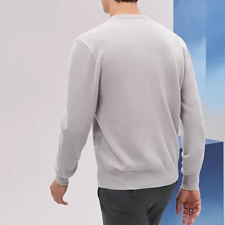 HERMES Cashmere Sweater Men's Mist White-1