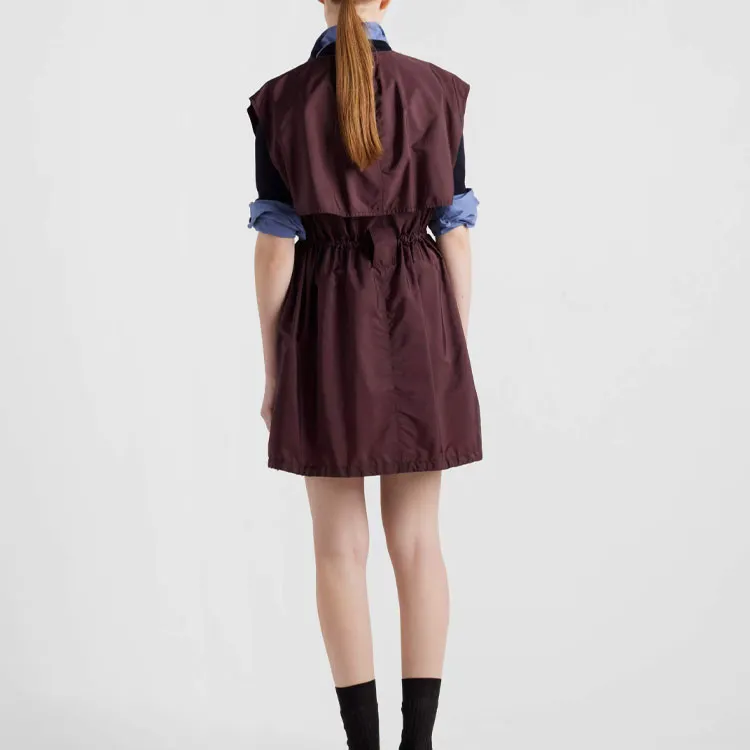 PRADA Re Nylon SS25 Sleeveless Dress Women's Garnet Red-2