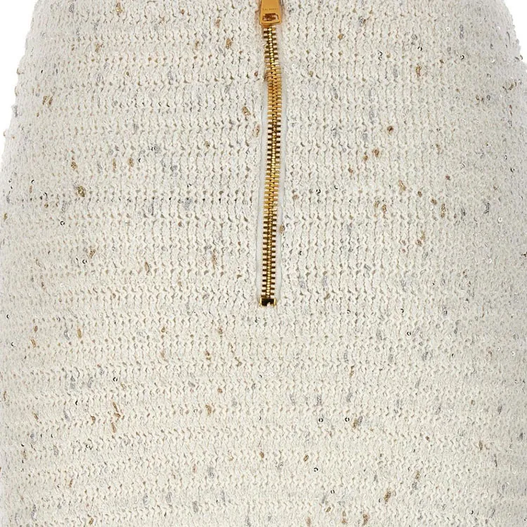 BALMAIN Tweed Fringed Mini Skirt-2