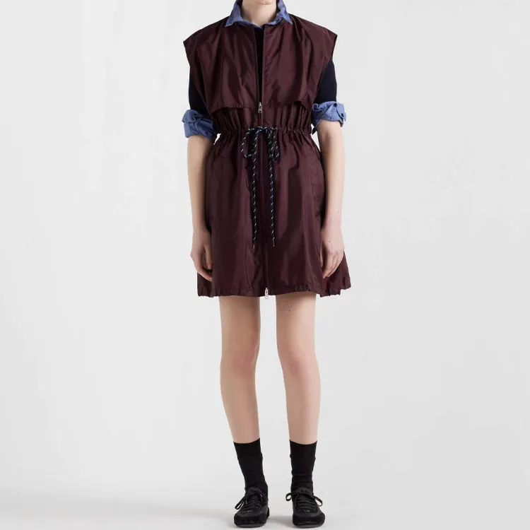 PRADA Re Nylon SS25 Sleeveless Dress Women's Garnet Red-1