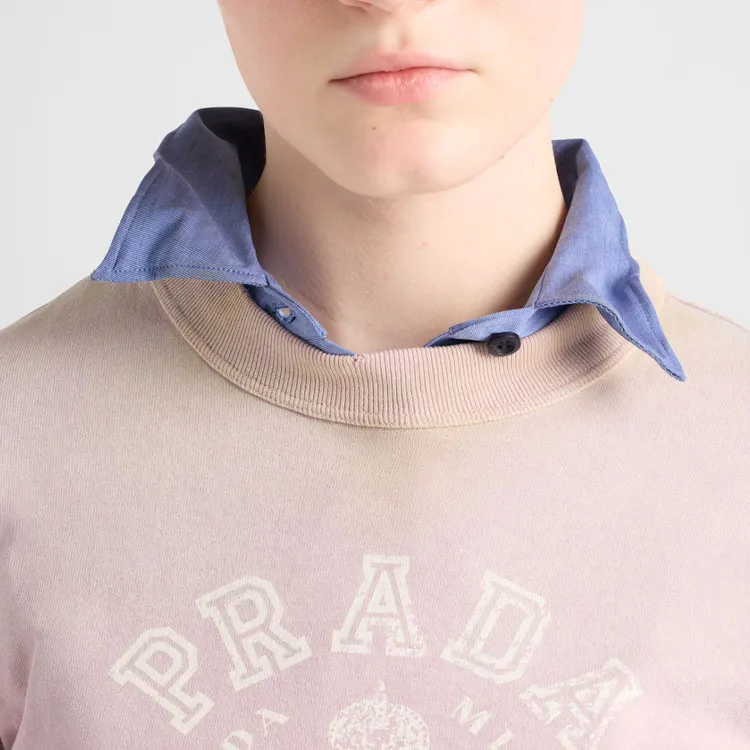 PRADA Logo Printed Crewneck T Shirt-4