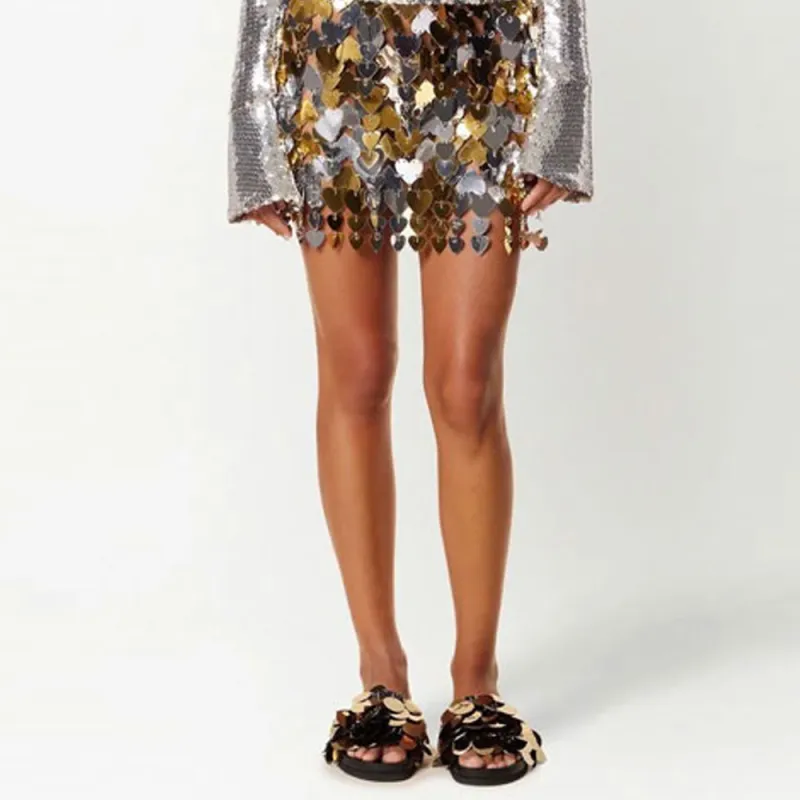 Paco Rabanne Paillette Detailed Mini Skirt 'Silver'-3