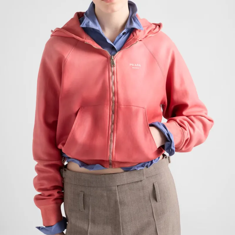 PRADA Hooded Leather Jacket-3