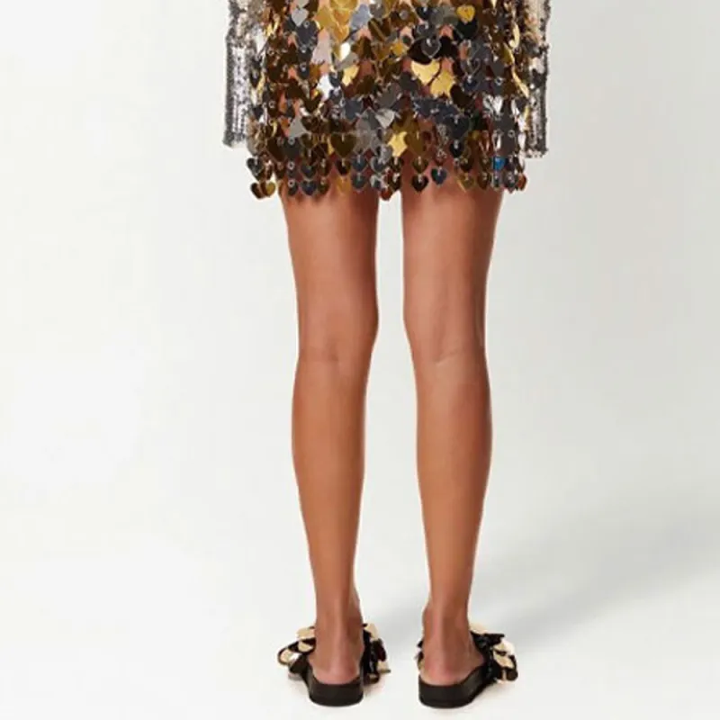 Paco Rabanne Paillette Detailed Mini Skirt 'Silver'-4