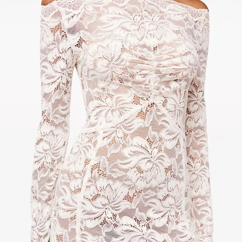 Paco Rabanne Floral-lace Bardot-collar Dress-3