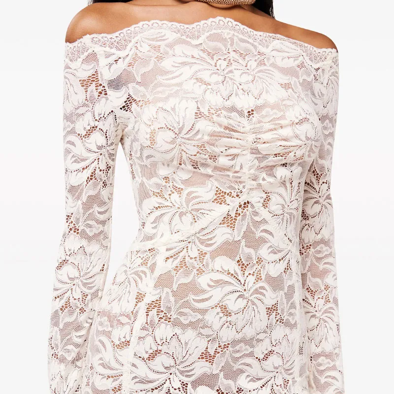 Paco Rabanne Floral-lace Bardot-collar Dress-4