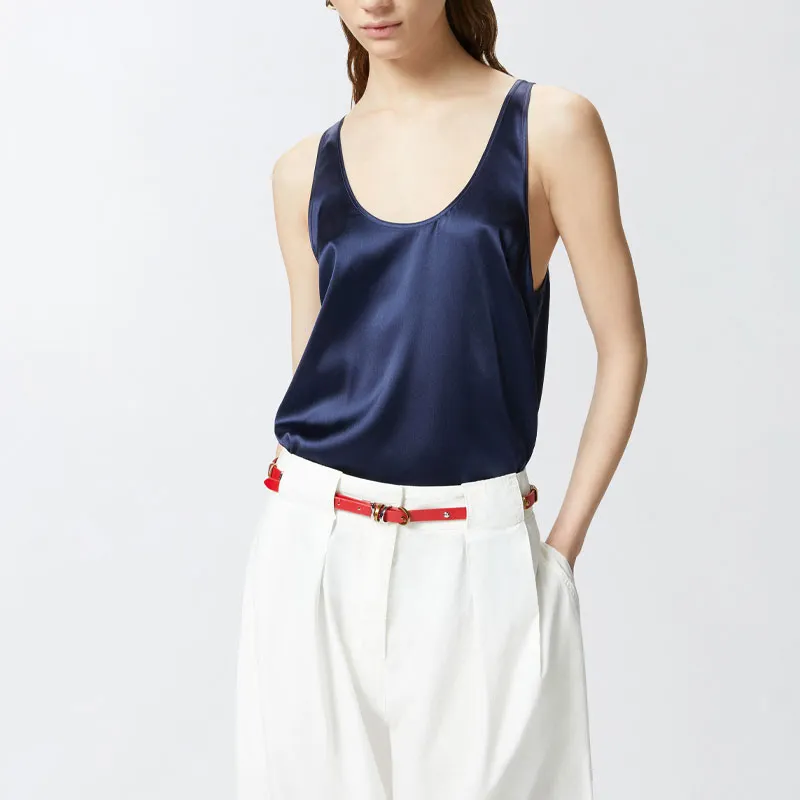 PINKO Crewneck Satin Tank Top-2