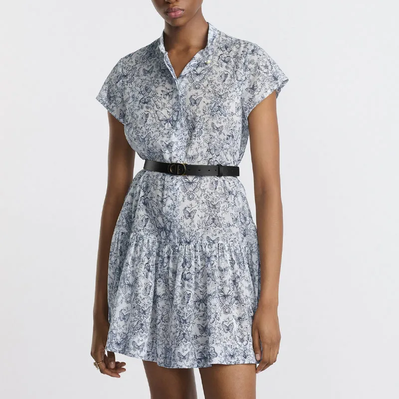 DIOR SS25 Spring Summer Ready to Wear Collection Short Sleeved Dress Women's White-3
