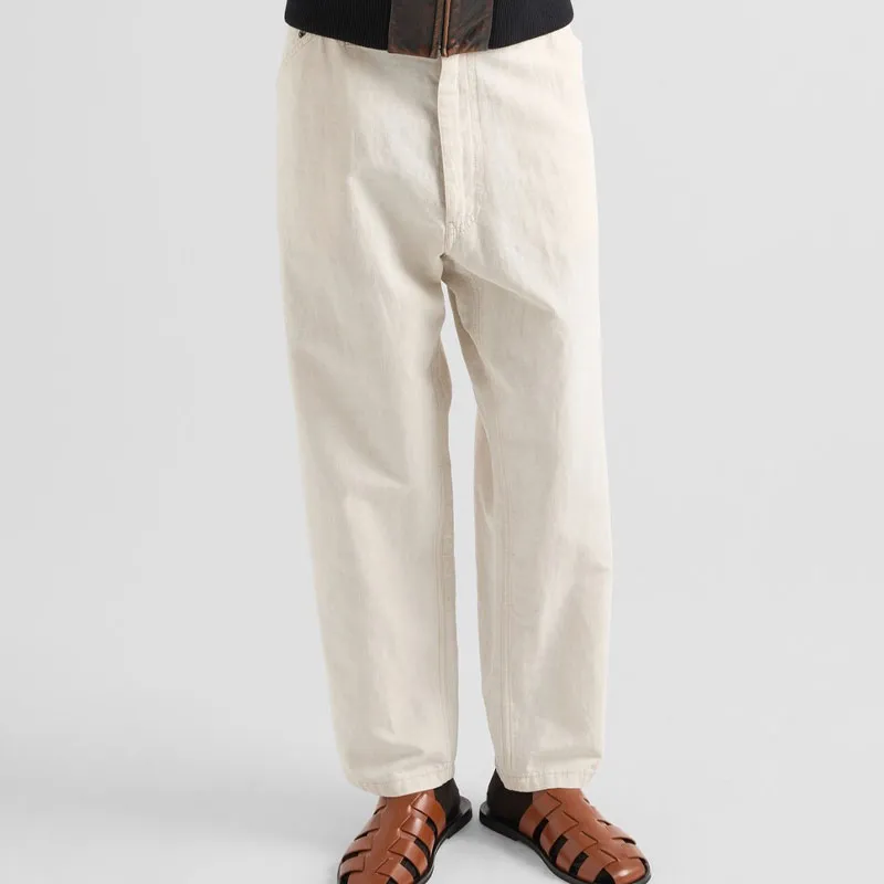 PRADA Chambray Triangle Logo Pants-2