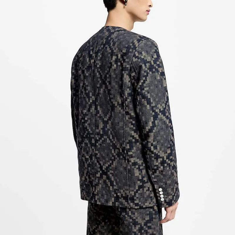 LOUIS VUITTON Graphic Collarless Denim Jacket-3