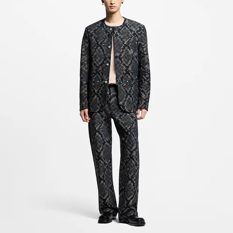 LOUIS VUITTON Graphic Collarless Denim Jacket-1
