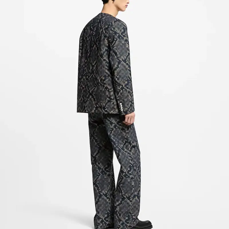 LOUIS VUITTON Graphic Collarless Denim Jacket-2