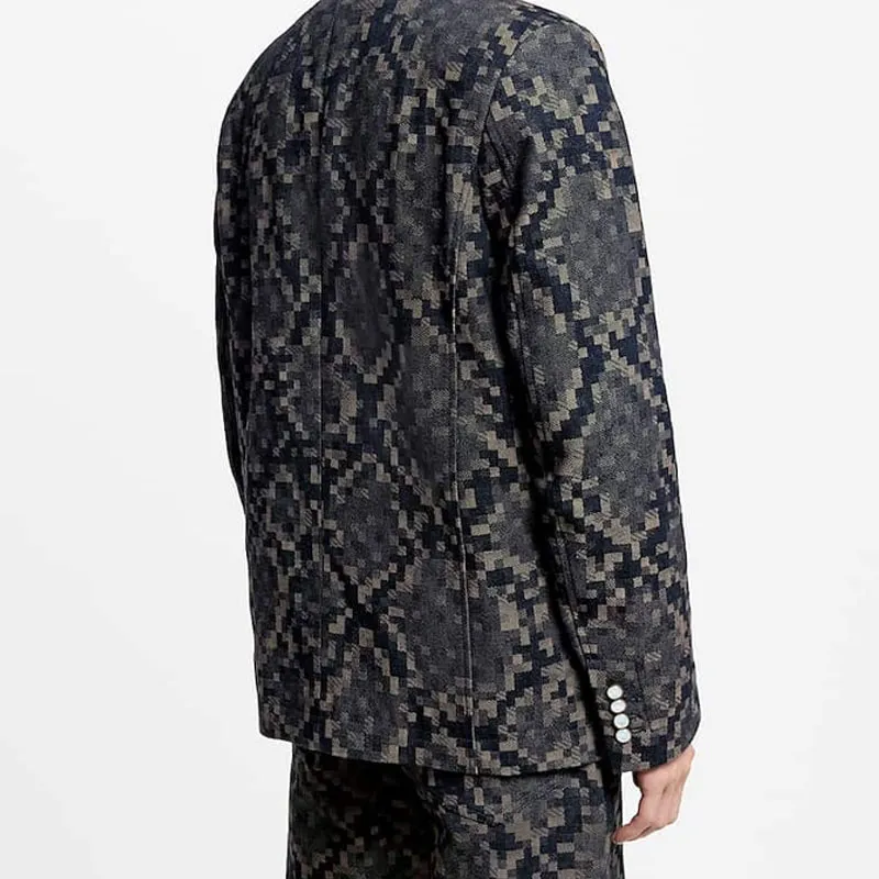 LOUIS VUITTON Graphic Collarless Denim Jacket-5