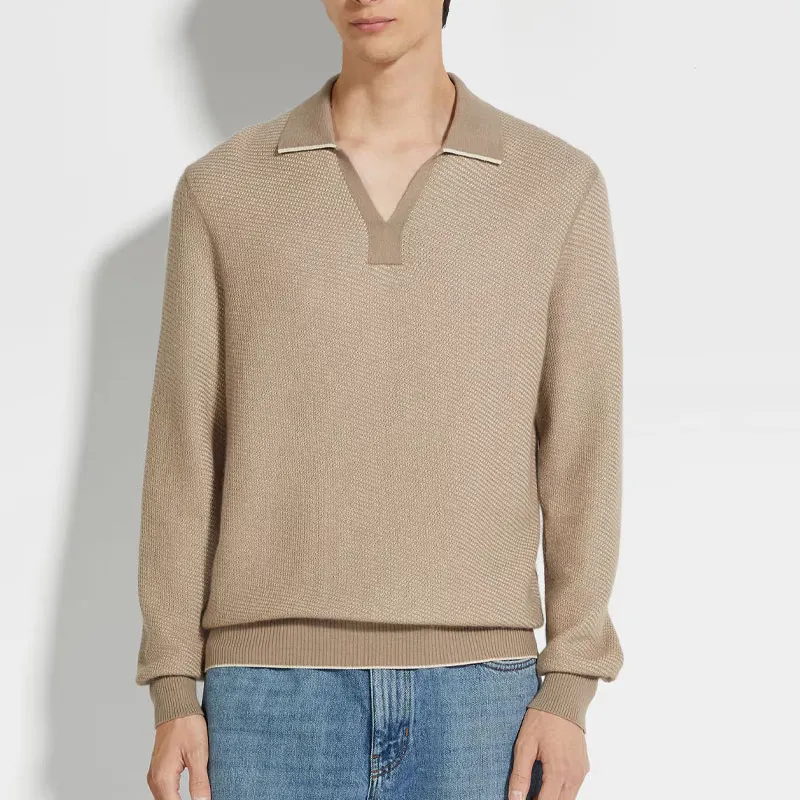 Ermenegildo Zegna Long Sleeved Knitted Polo Shirt-1