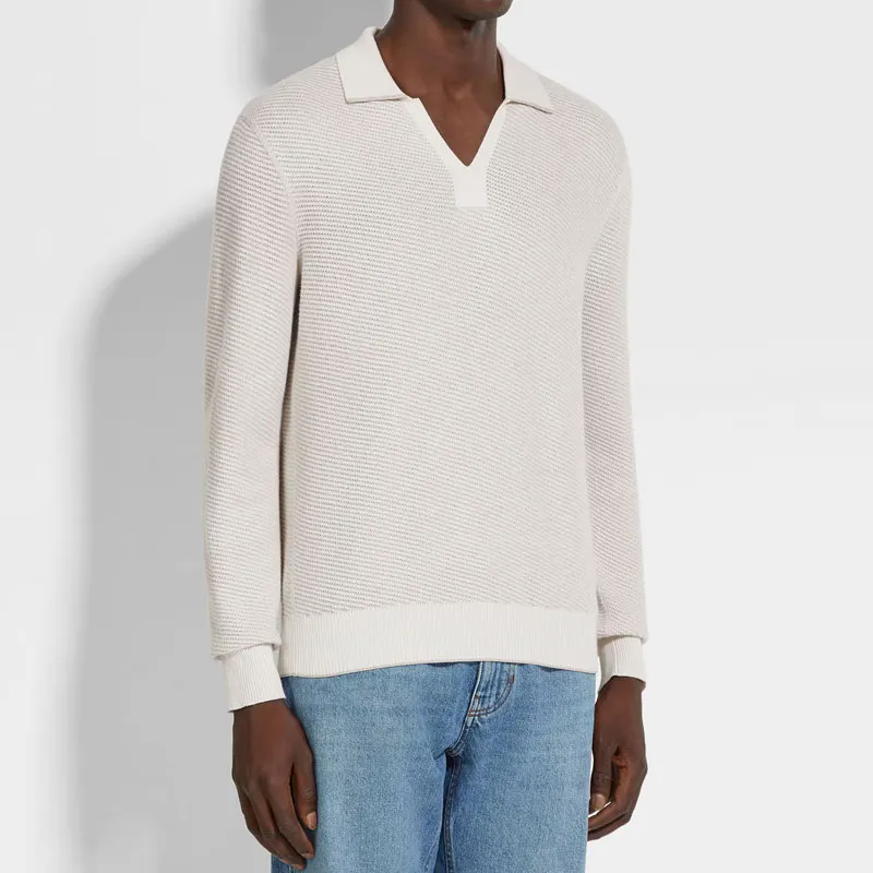 Ermenegildo Zegna Long Sleeved Knitted Polo Shirt-1