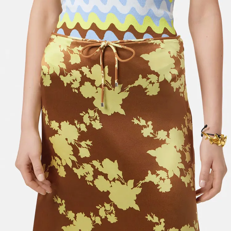 VERSACE Wild Roses Satin Midi Skirt-4