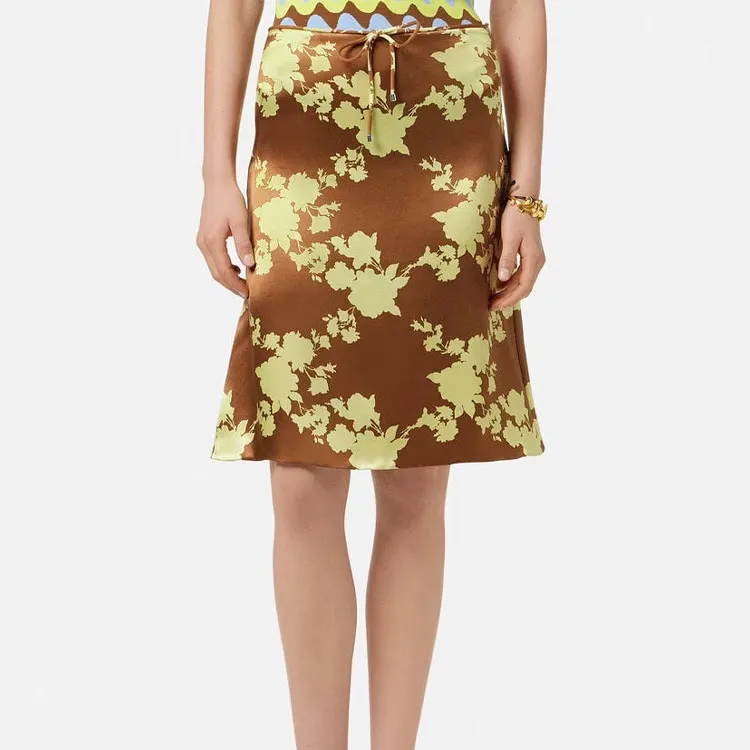 VERSACE Wild Roses Satin Midi Skirt-1