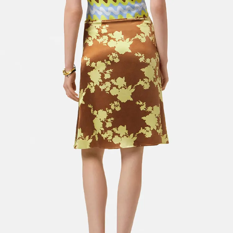VERSACE Wild Roses Satin Midi Skirt-2