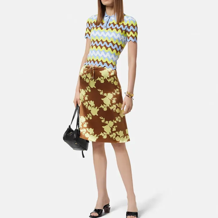 VERSACE Wave Jacquard knit Polo Shirt-3