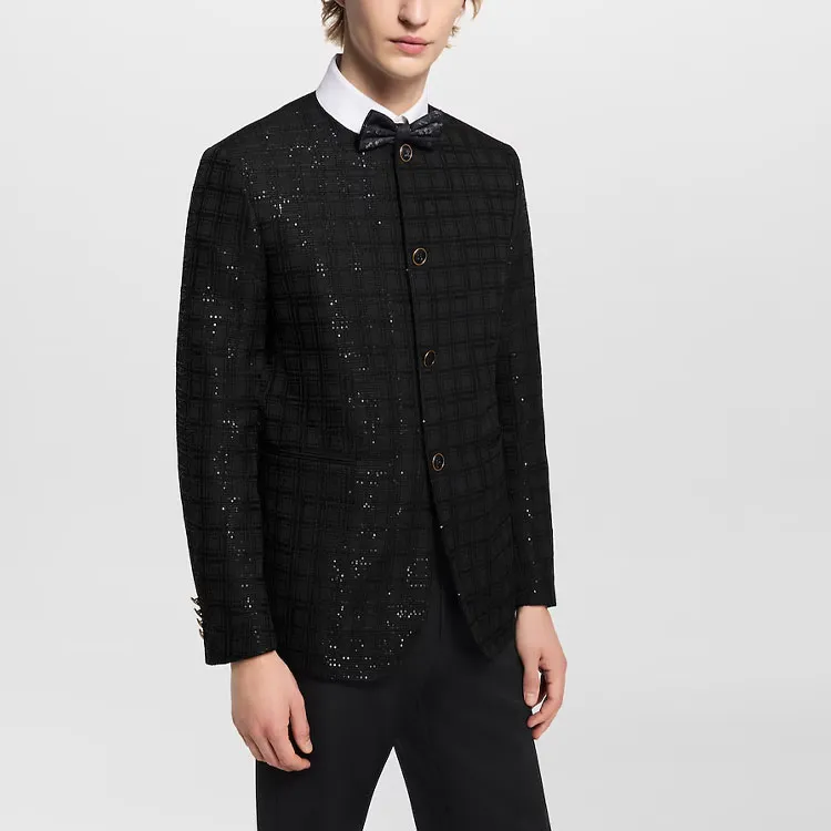 LOUIS VUITTON Sequin Embroidered Collarless Jacket-3
