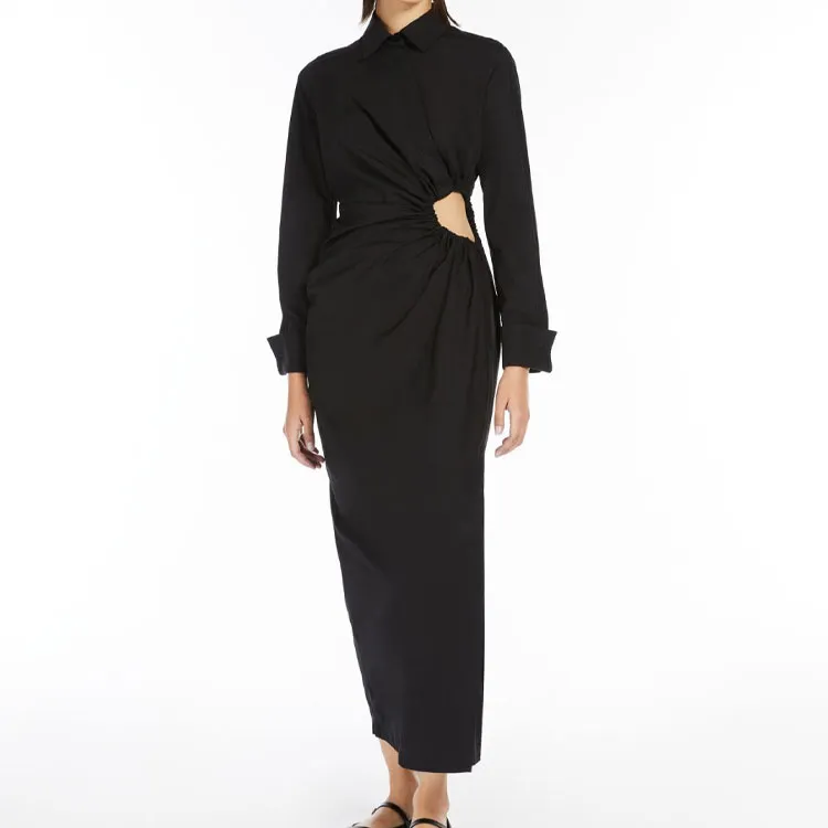 MaxMara SS25 Long-Sleeved Dresses Women's Black-3