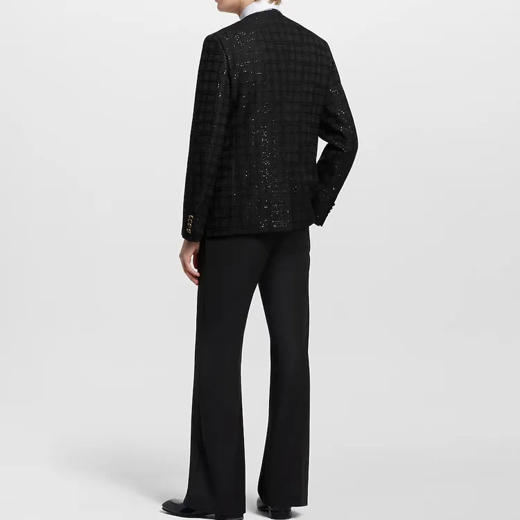 LOUIS VUITTON Sequin Embroidered Collarless Jacket-2