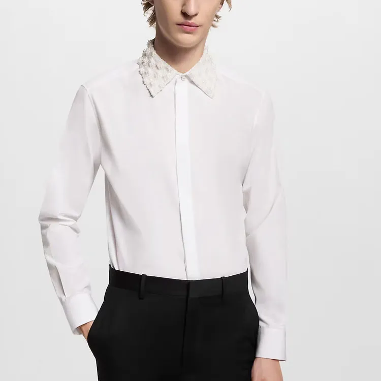 LOUIS VUITTON Embellished Collar Evening Shirt-3