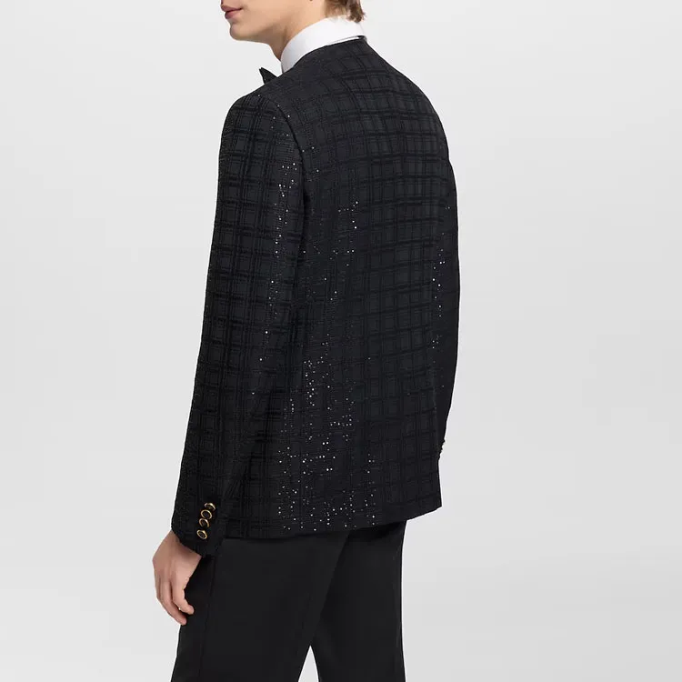 LOUIS VUITTON Sequin Embroidered Collarless Jacket-4