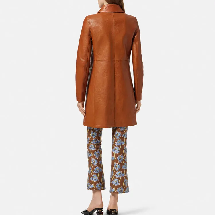 VERSACE Barocco A Line Leather Coat-2