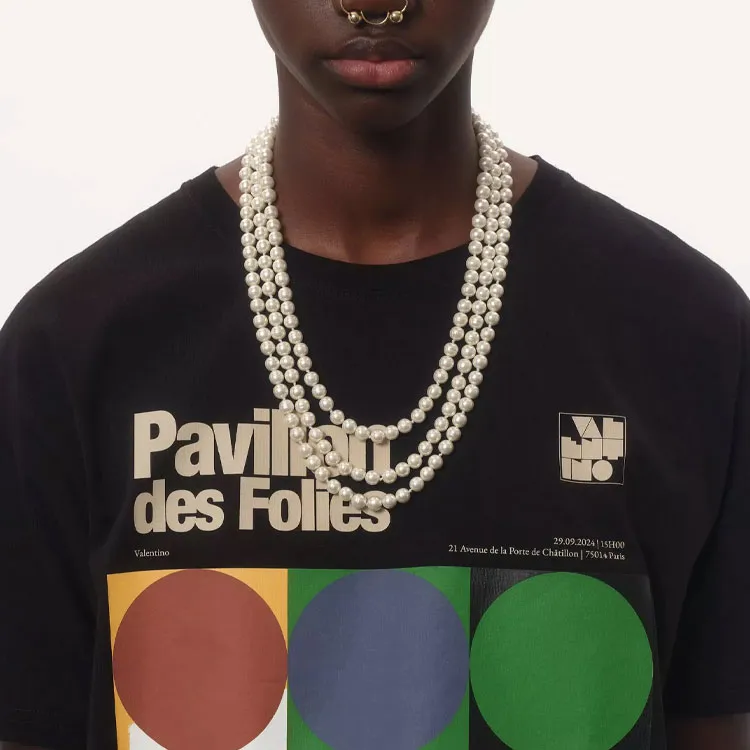 Valentino SS25 Pavillon Des Folies T Shirt Men's Black-7