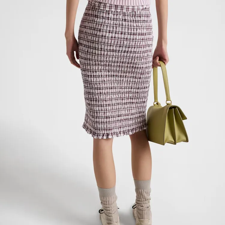 PRADA Checked Cotton Midi Skirt-2