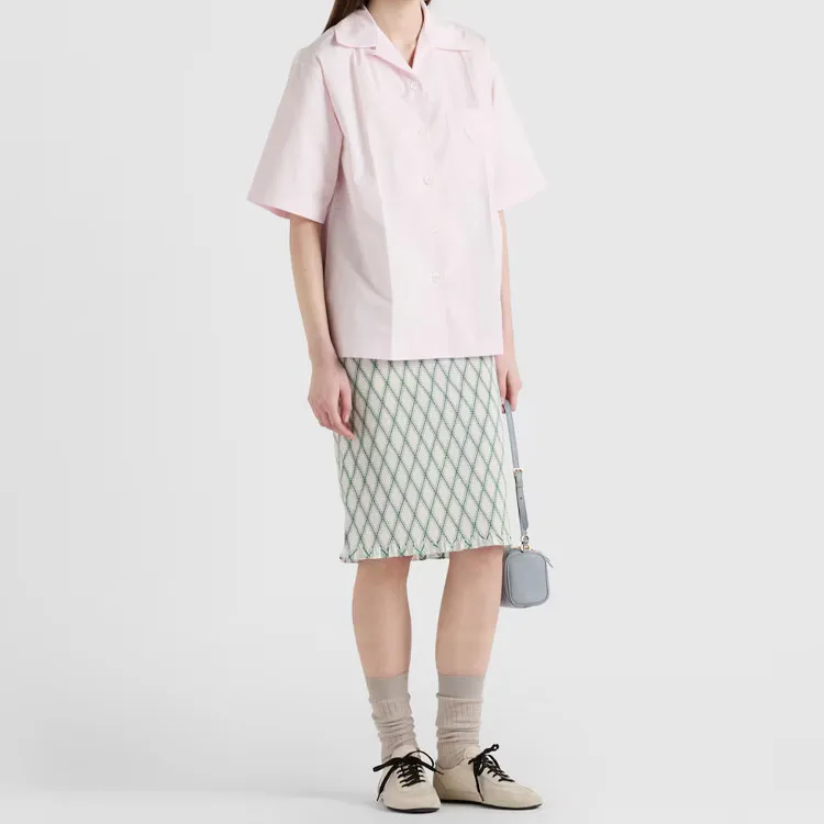 PRADA Patterned Cotton Midi Skirt-1
