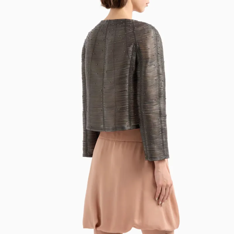 Emporio Armani Pearlised Nappa Leather Jacket With Applied Studs-2