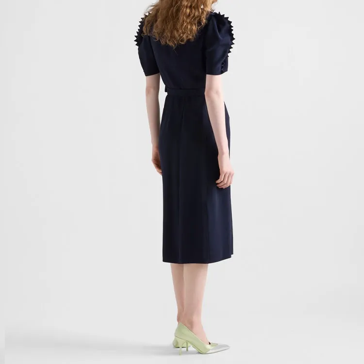 PRADA Short Sleeved Dress Women's Blue-2