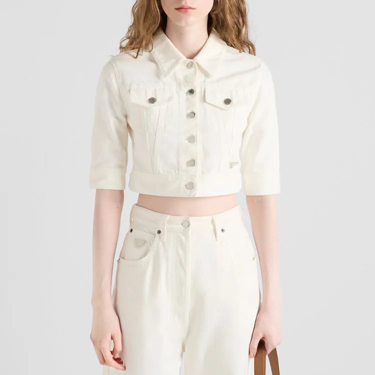 PRADA SS25 Spring Summer Women's Apparel Collection Denim Jacket Women's White-1