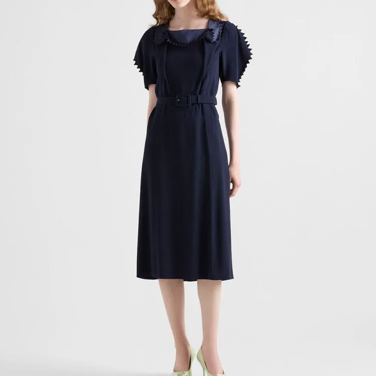 PRADA Short Sleeved Dress Women's Blue-1