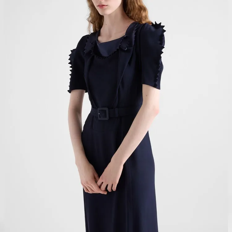 PRADA Short Sleeved Dress Women's Blue-4